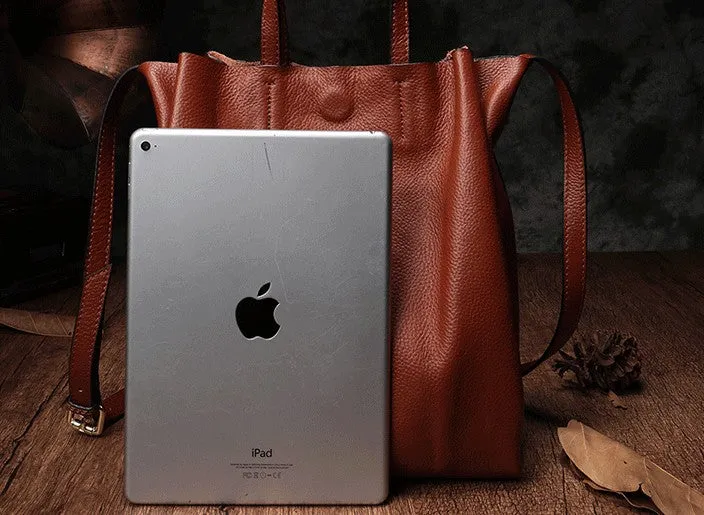 Dark Brown Leather Handbag Tote Shopper Bag Shoulder Tote Purse For Women