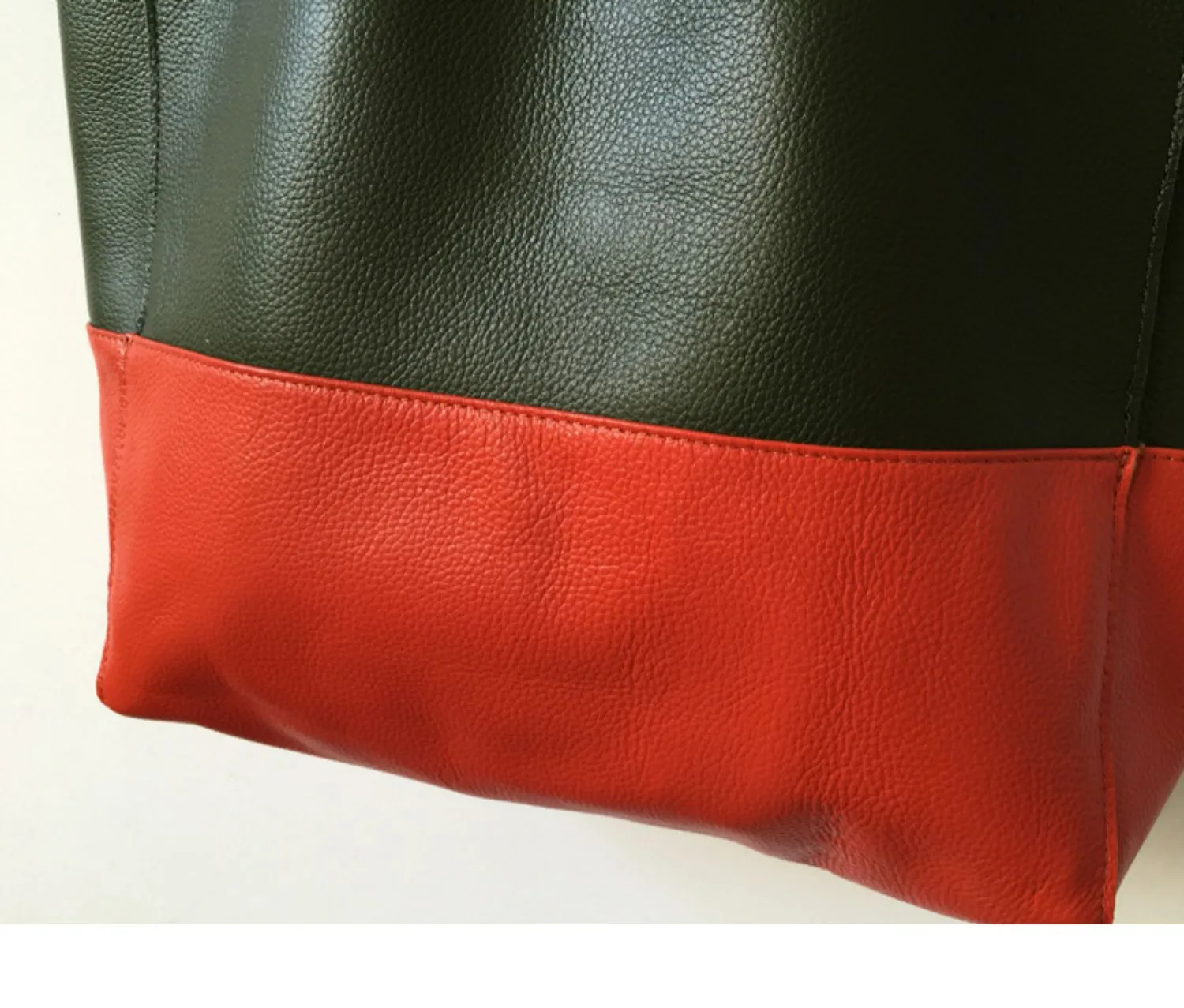 Dark Brown&Orange Leather Tote Bag Two Tone Tote Bag Womens Two Tone Purse Leather Work Tote Bag