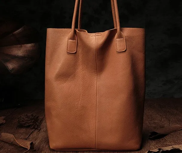 Fashion Black Leather Tote Bag Shopper Bag Brown Tote Purse For Women