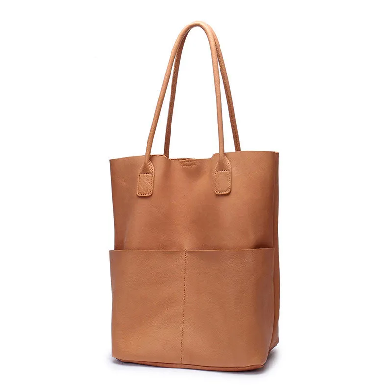 Fashion Black Leather Tote Bag Shopper Bag Brown Tote Purse For Women