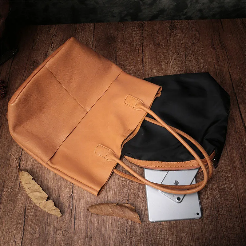 Fashion Black Leather Tote Bag Shopper Bag Brown Tote Purse For Women