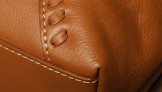 Fashion Handmade Brown Leather Tote Bag Shopper Bag Tote Purse For Women