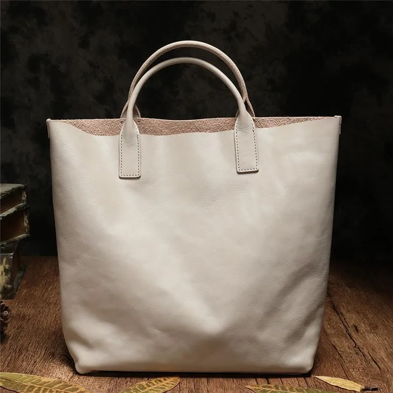 Fashion White Soft Leather Womens Tote Handbag Tote Handbags Purse for Ladies