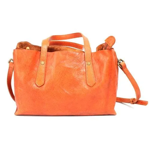 Fashion Women Brown Leather Small Tote Handbags Shoulder Bag Brown Shopper Purse Crossbody Bags