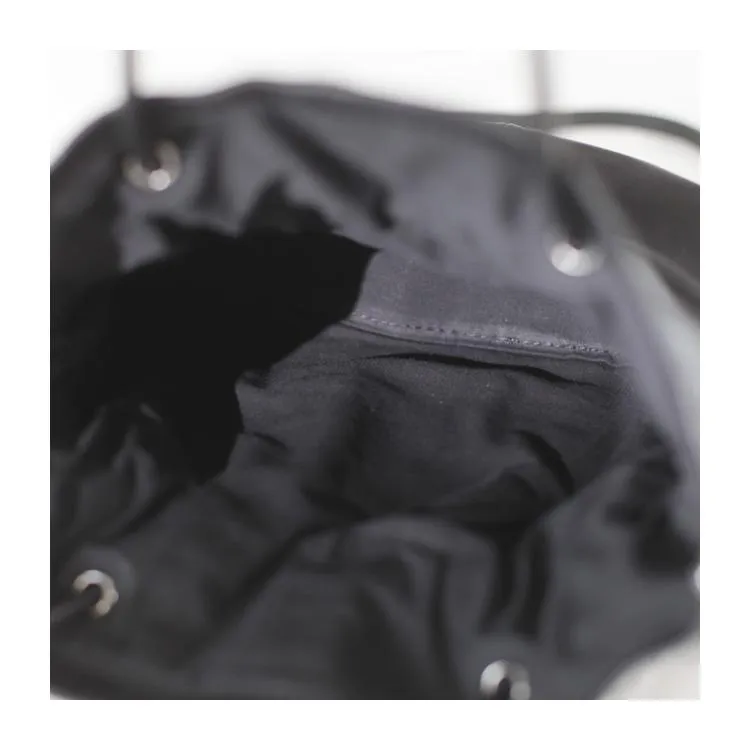 Fashion Womens Black Leather Drawstring Bucket Handbag Purse Womens Bucket Tote Bag for Ladies