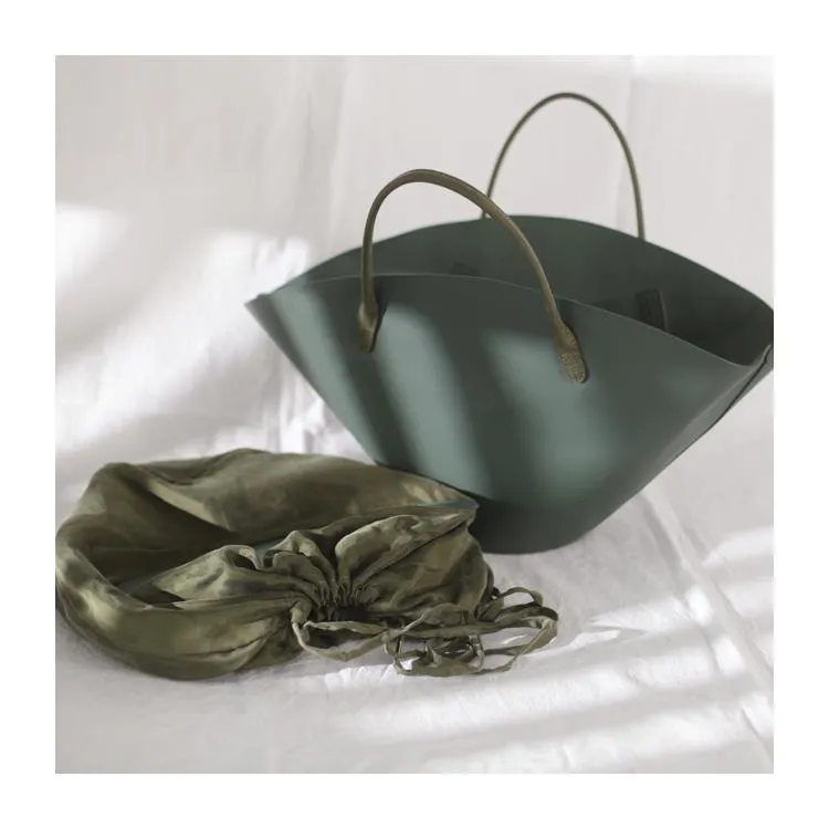 Fashion Womens Black Leather Tote Handbag Purse Green Womens Shopper Bag Work Purse