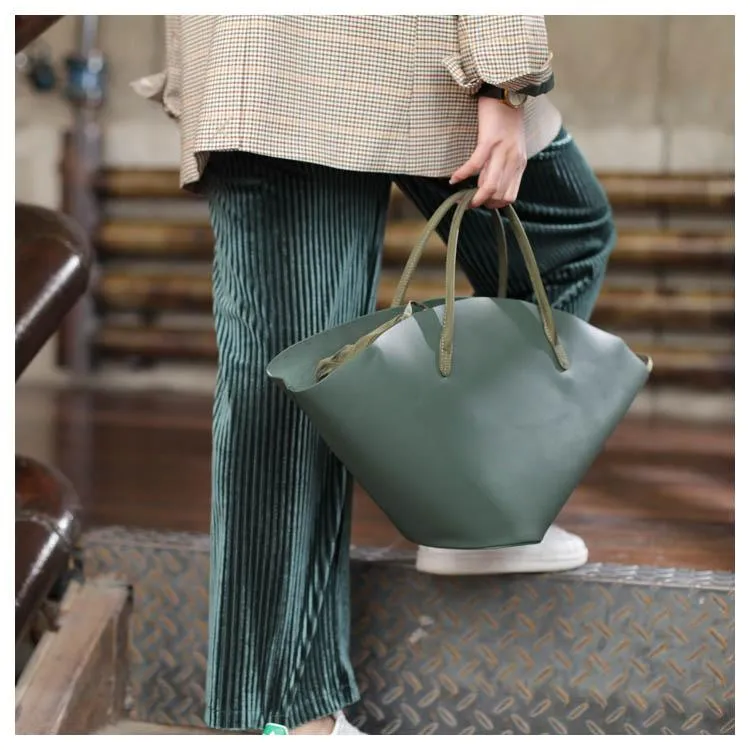 Fashion Womens Black Leather Tote Handbag Purse Green Womens Shopper Bag Work Purse