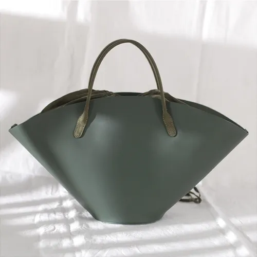 Fashion Womens Black Leather Tote Handbag Purse Green Womens Shopper Bag Work Purse