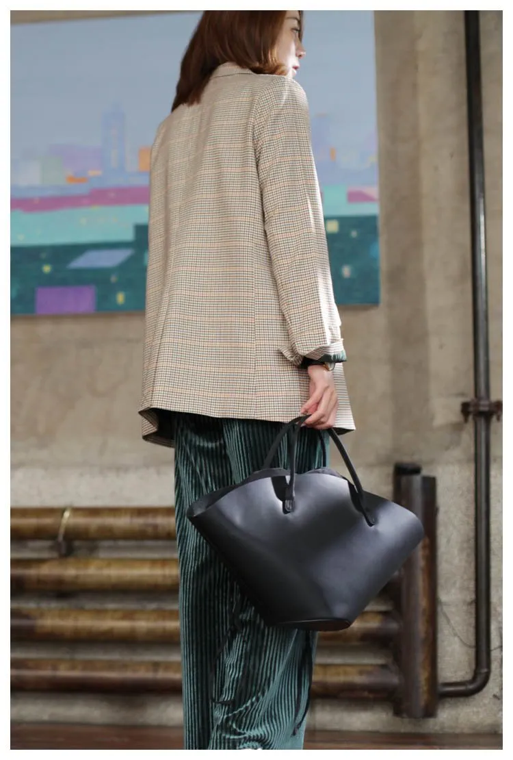Fashion Womens Black Leather Tote Handbag Purse Green Womens Shopper Bag Work Purse