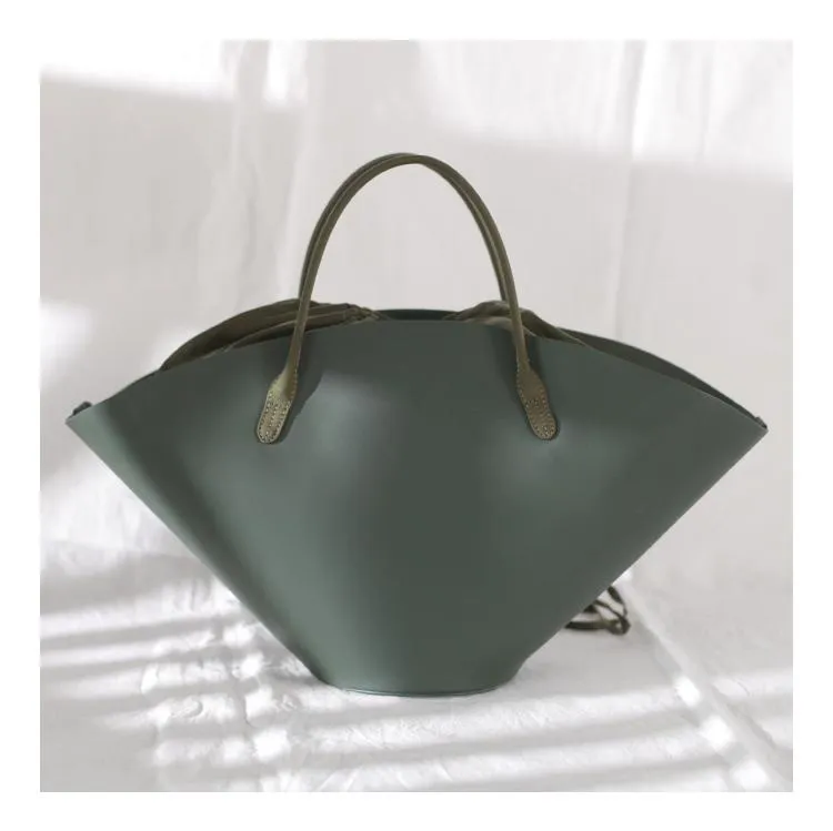 Fashion Womens Black Leather Tote Handbag Purse Green Womens Shopper Bag Work Purse