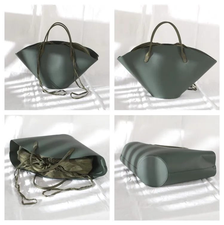 Fashion Womens Black Leather Tote Handbag Purse Green Womens Shopper Bag Work Purse