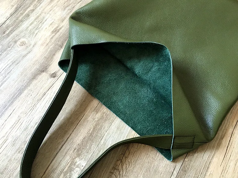 Fashion Womens Black Leather Vertical Tote Bag Green Shoulder Tote Bag Shoulder Purse For Women