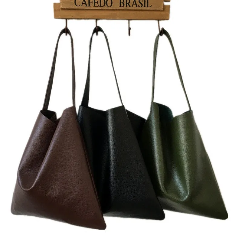 Fashion Womens Black Leather Vertical Tote Bag Green Shoulder Tote Bag Shoulder Purse For Women