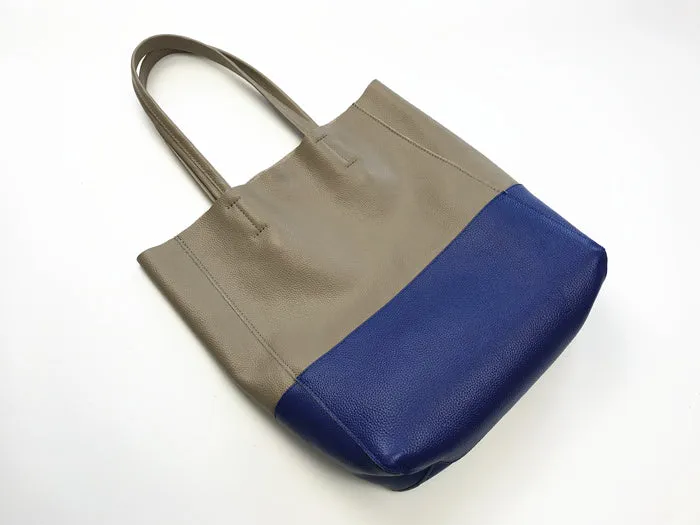 Fashion Womens Blue Gray Leather Vertical Tote Bags Blue Gray Shoulder Tote Bag Handbag Tote For Women