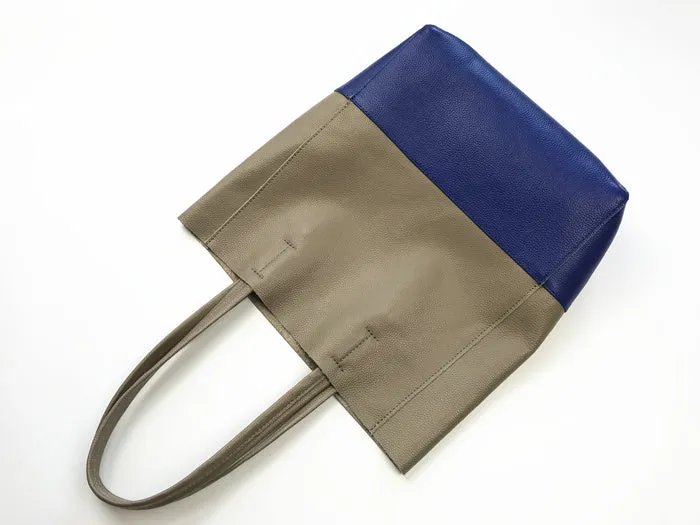 Fashion Womens Blue Gray Leather Vertical Tote Bags Blue Gray Shoulder Tote Bag Handbag Tote For Women