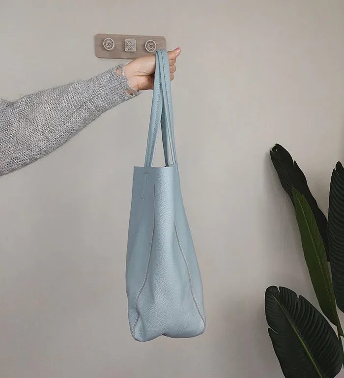 Fashion Womens Blue Leather Oversize Tote Bag Blue Shoulder Tote Bag Handbag Tote For Women
