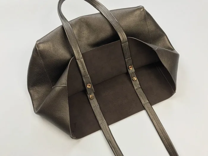 Fashion Womens Bronze Silver Leather Oversize Tote Bags Gold Shoulder Tote Bag Handbag Tote For Women