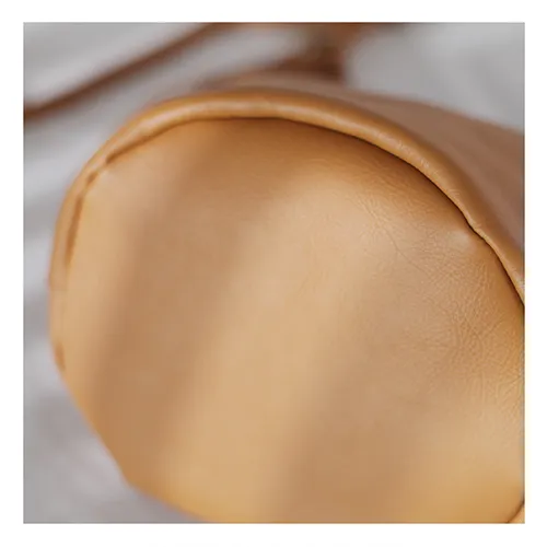 Fashion Womens Brown Leather Bucket Shoulder Bag Soft Leather Zipper White Tote Bucket Crossbody Bag Side Purse
