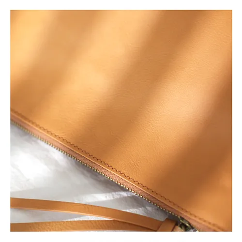 Fashion Womens Brown Leather Bucket Shoulder Bag Soft Leather Zipper White Tote Bucket Crossbody Bag Side Purse