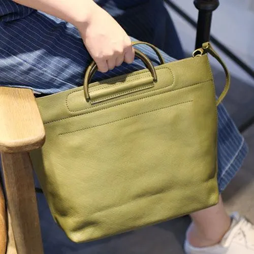 Fashion Womens Gray Leather Top Handle Tote Handbag Leather Shoulder Tote Bag Purse