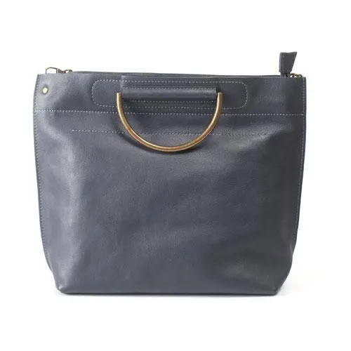 Fashion Womens Gray Leather Top Handle Tote Handbag Leather Shoulder Tote Bag Purse