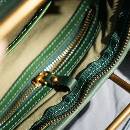Fashion Womens Green Leather Woven Tote Bag Weaved Shoulder Bag Zipper Handbag for Women