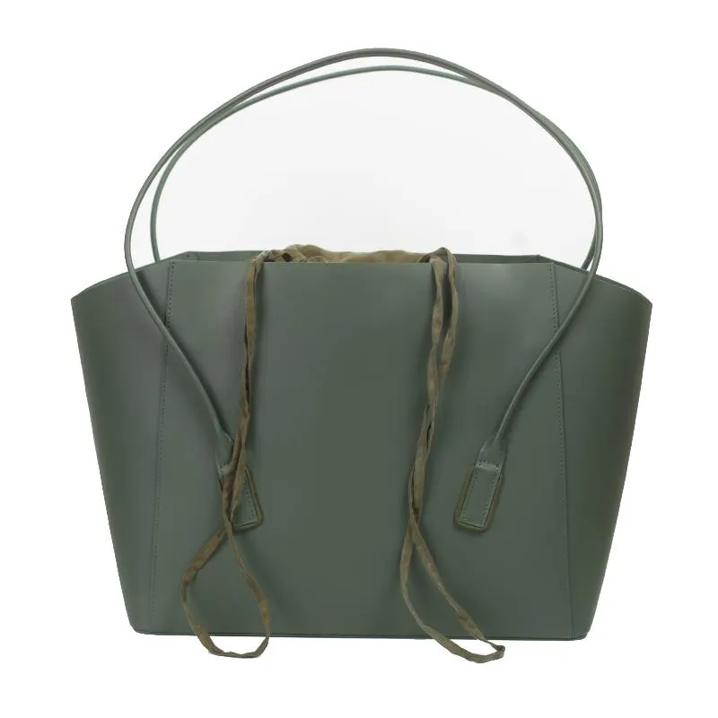 Fashion Womens Large Black Leather 14" Tote Bags For Work Green Leather Shopper Tote Bag 2019