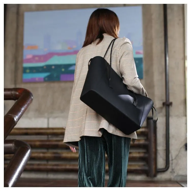 Fashion Womens Large Black Leather 14" Tote Bags For Work Green Leather Shopper Tote Bag 2019