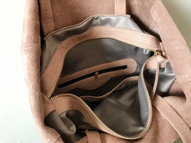 Fashion Womens Light Pink Leather Oversize Tote Bag Pink Shoulder Tote Bag Pink Handbag Tote For Women
