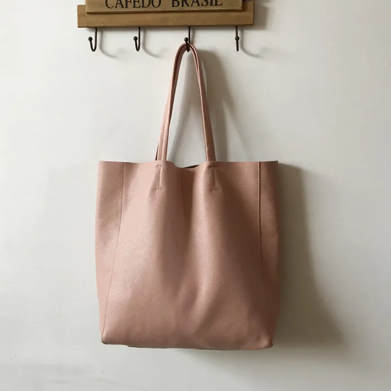 Fashion Womens Pink Leather Oversize Tote Bag Pink Shoulder Tote Bag Pink Handbag Tote For Women
