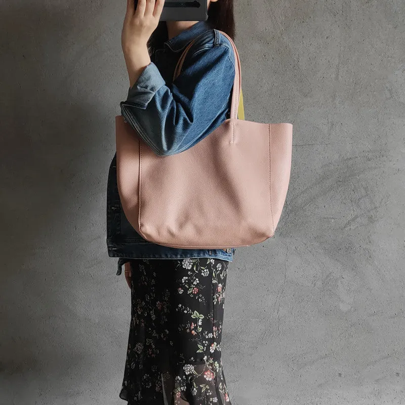 Fashion Womens Pink Leather Oversize Tote Bag Pink Shoulder Tote Bag Pink Handbag Tote For Women