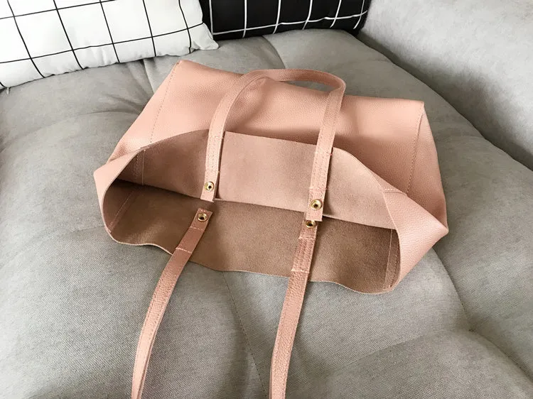 Fashion Womens Pink Leather Tote Bags Pink Shoulder Tote Bags Handbags Totes For Women
