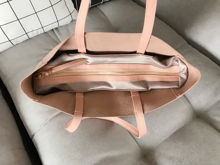 Fashion Womens Pink Leather Tote Bags Pink Shoulder Tote Bags Handbags Totes For Women