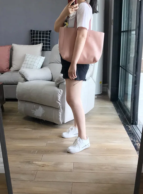 Fashion Womens Pink Leather Tote Bags Pink Shoulder Tote Bags Handbags Totes For Women