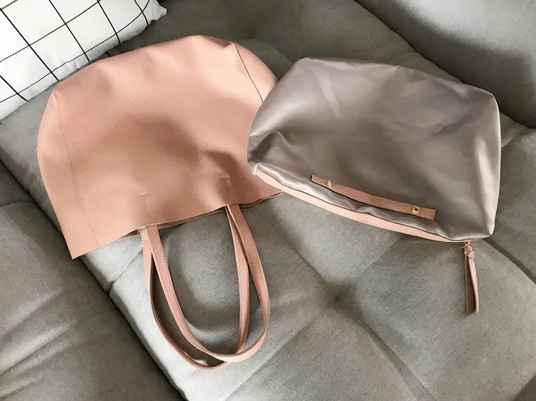 Fashion Womens Pink Leather Tote Bags Pink Shoulder Tote Bags Handbags Totes For Women