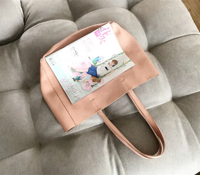 Fashion Womens Pink Leather Tote Bags Pink Shoulder Tote Bags Handbags Totes For Women