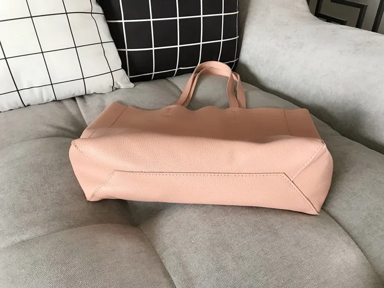 Fashion Womens Pink Leather Tote Bags Pink Shoulder Tote Bags Handbags Totes For Women
