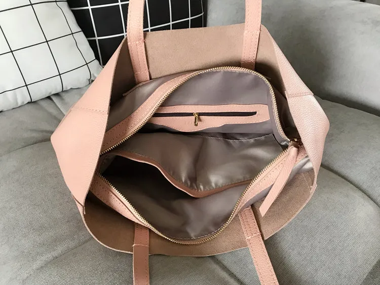 Fashion Womens Pink Leather Tote Bags Pink Shoulder Tote Bags Handbags Totes For Women
