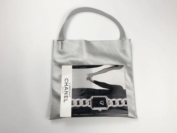 Fashion Womens Silver Leather Vertical Tote Bag Silver Shoulder Tote Bags Handbag Tote For Women