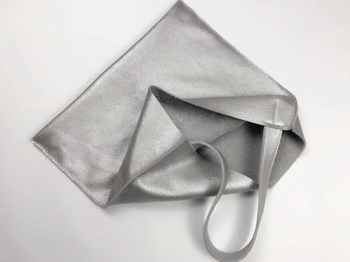 Fashion Womens Silver Leather Vertical Tote Bag Silver Shoulder Tote Bags Handbag Tote For Women