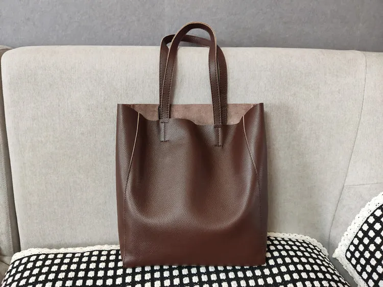 Fashion Womens Yellow Leather Vertical Tote Bags Yellow Shoulder Tote Bags Yellow Handbags Tote For Women