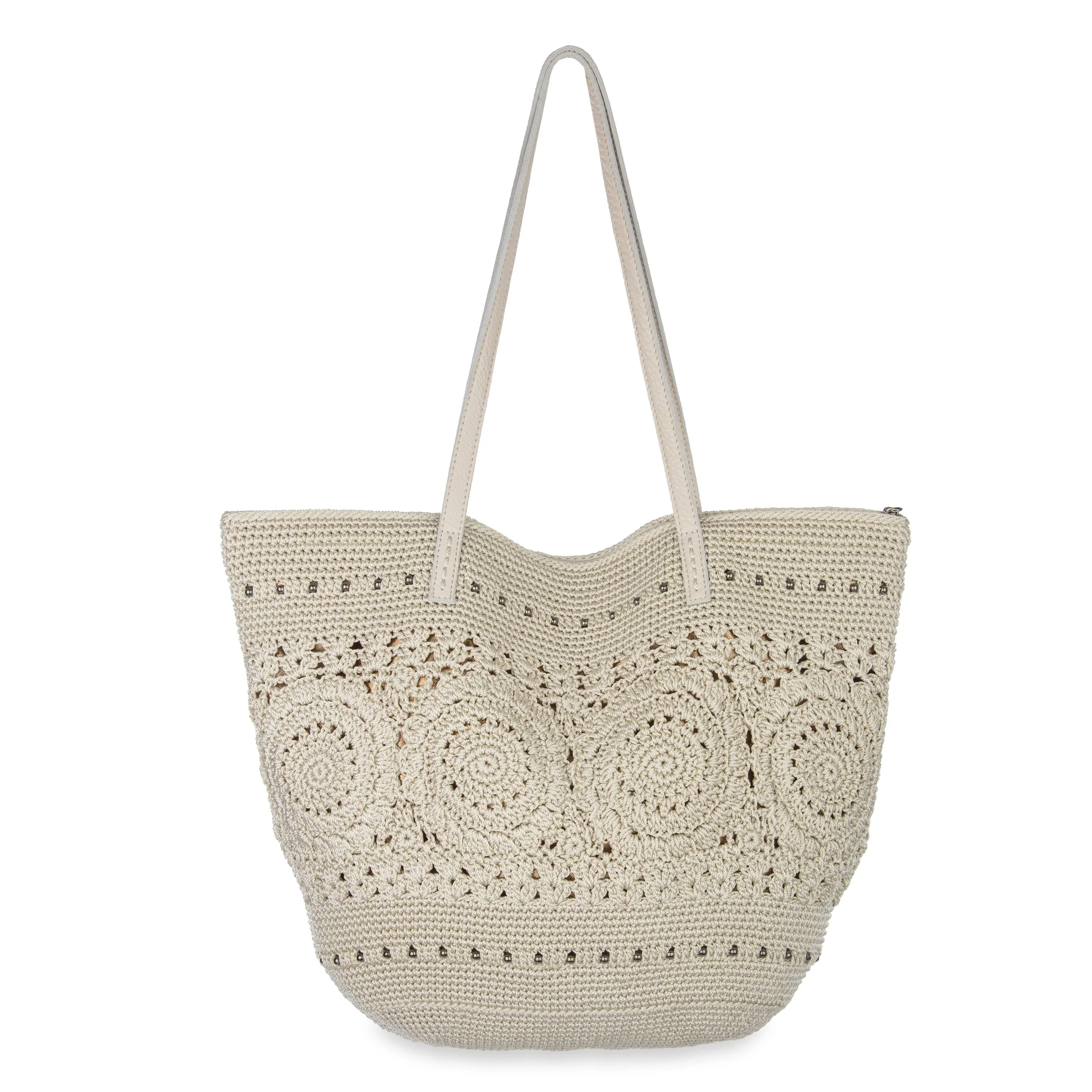 Faye Tote - Hand Crochet - Natural Medallion