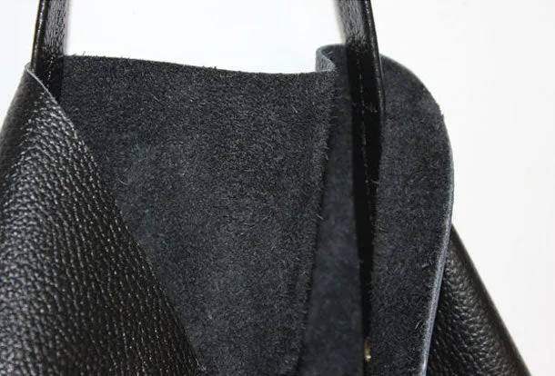 Genuine Leather Bag Handmade Black Tote Bag Shoulder Bag Handbag For Women