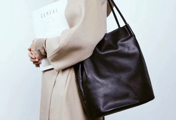 Genuine Leather Bucket Bag Large Tote Bag Shopper Bag Shoulder Bag Purse For Women