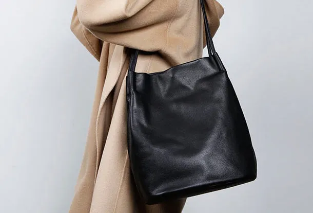 Genuine Leather Bucket Bag Large Tote Bag Shopper Bag Shoulder Bag Purse For Women