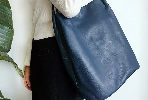 Genuine Leather Bucket Bag Large Tote Bag Shopper Bag Shoulder Bag Purse For Women