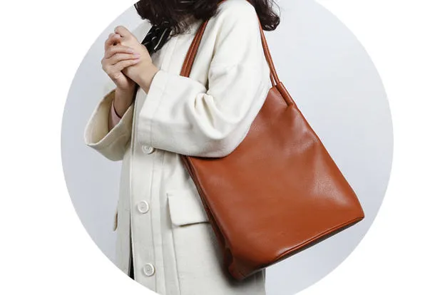 Genuine Leather Bucket Bag Large Tote Bag Shopper Bag Shoulder Bag Purse For Women
