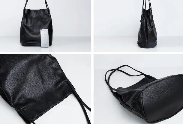 Genuine Leather Bucket Bag Large Tote Bag Shopper Bag Shoulder Bag Purse For Women