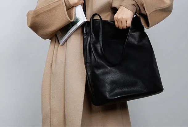 Genuine Leather Bucket Bag Large Tote Bag Shopper Bag Shoulder Bag Purse For Women