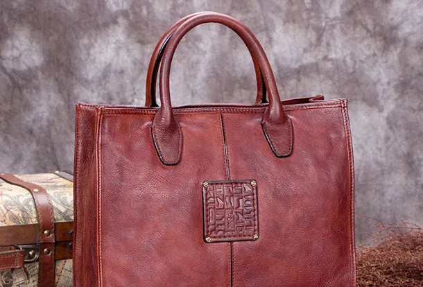 Genuine Leather Handbag Vintage Tote Bag Crossbody Bag Shoulder Bag Purse For Women